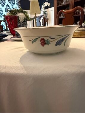 Lenox Poppies on Blue Serving Bowl with Blue Rim, 8.5” diameter